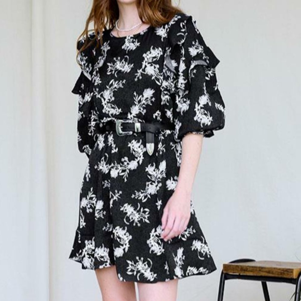 NWT Matilda Jane Good Hart GH Waverly Black Floral Dress Women's S Small #3165